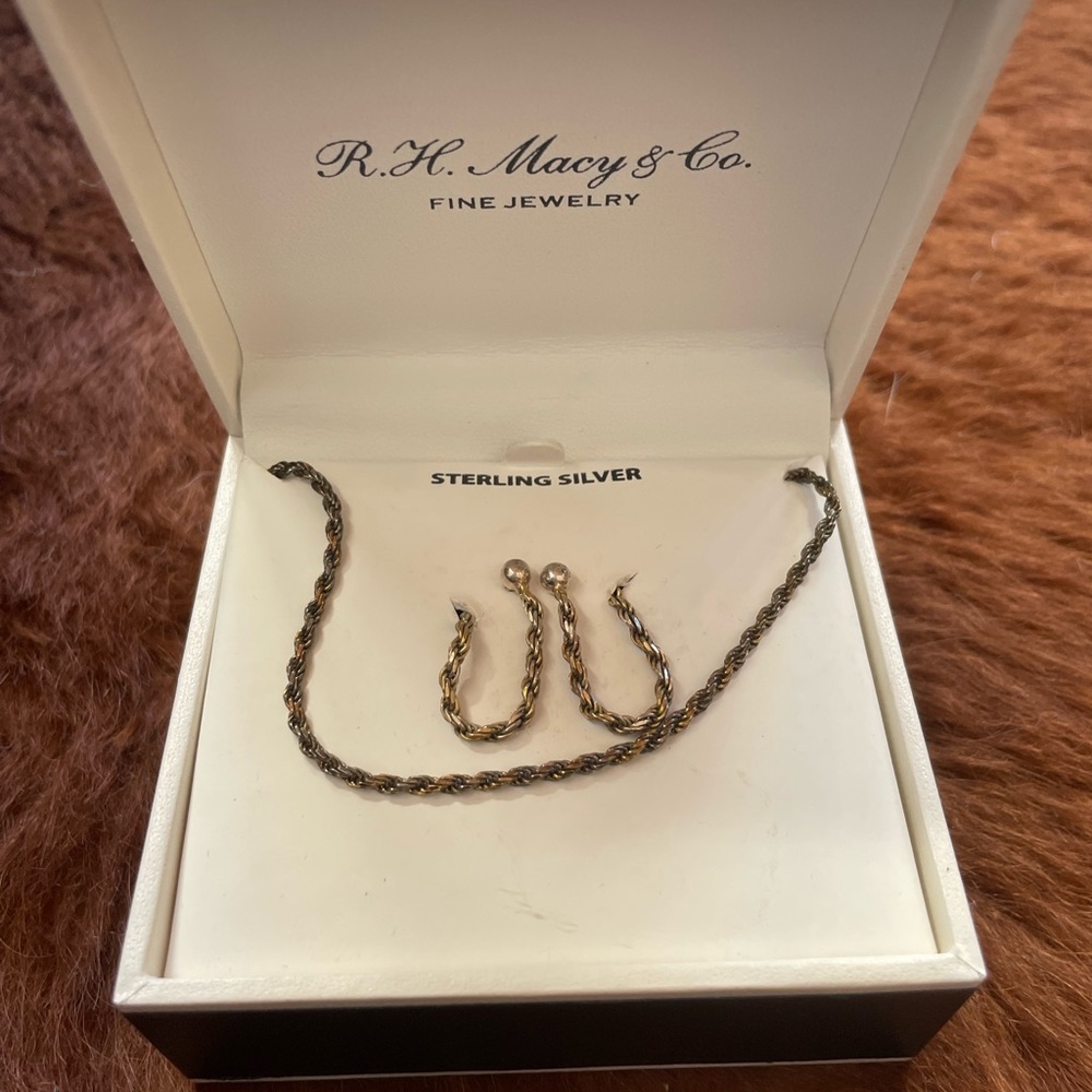 Macy’s Sterling Silver Chain and Earrings